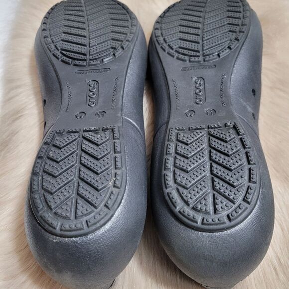 Crocs Black Rubber Cap Toe Ballet Flats Women’s  Slip On Shoes Size 10 - Picture 7 of 7